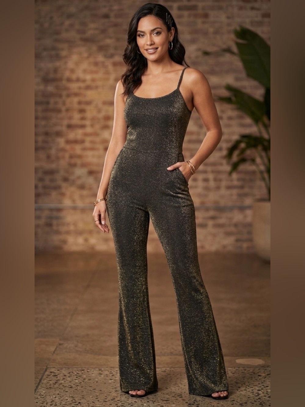 Madden girl shimmer romper pants medium 2036